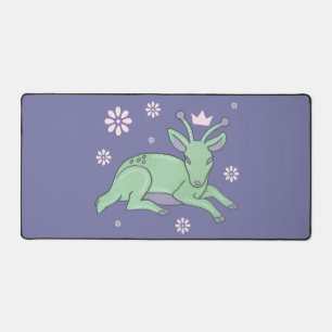 Alien Deer Folk Art   Whimsical Green Fawn Desk Mat