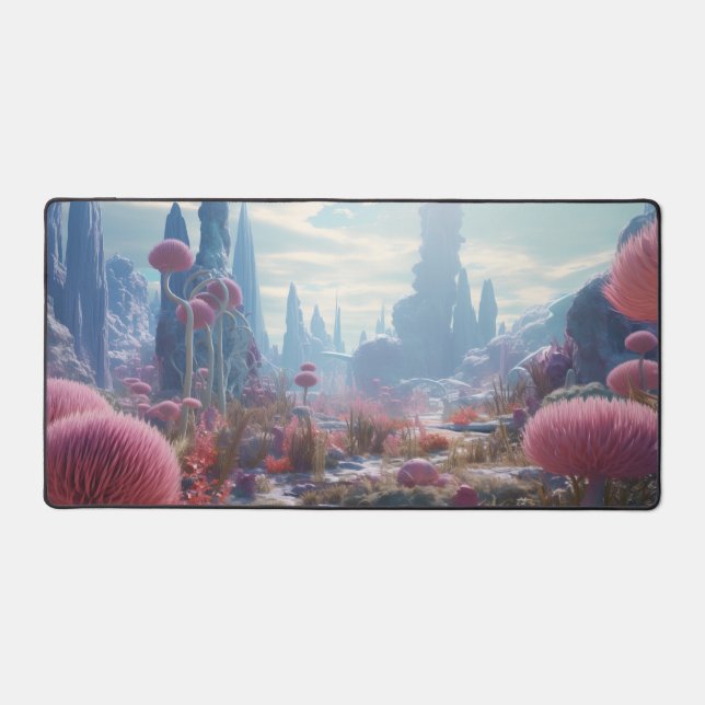 Alien Desert in Bloom Desk Mat (Front)