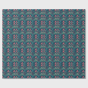 Alien Dinosaur Sci-Fi Neon Mushroom Forest Pattern Wrapping Paper