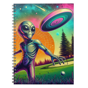 Alien Disc Golf with Planet Backgroud Notebook