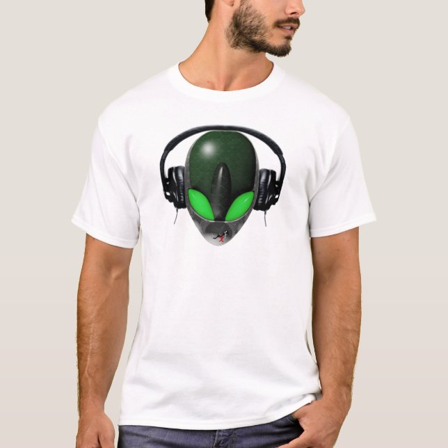 Alien DJ Music Lover  - Reptile Green T-Shirt (Front)