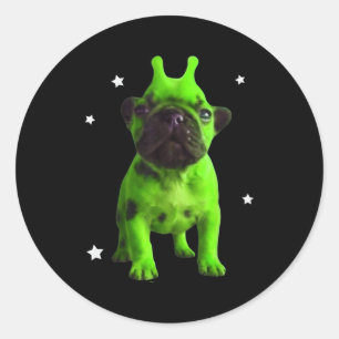 Alien Dog Meme Retro Silly Dog Vintage Space Pibbl Classic Round Sticker