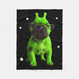 Alien Dog Meme Retro Silly Dog Vintage Space Pibbl Fleece Blanket
