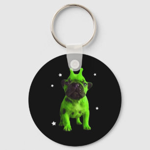 Alien Dog Meme Retro Silly Dog Vintage Space Pibbl Key Ring