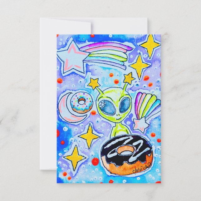 Alien doughnut thank you card (Front)