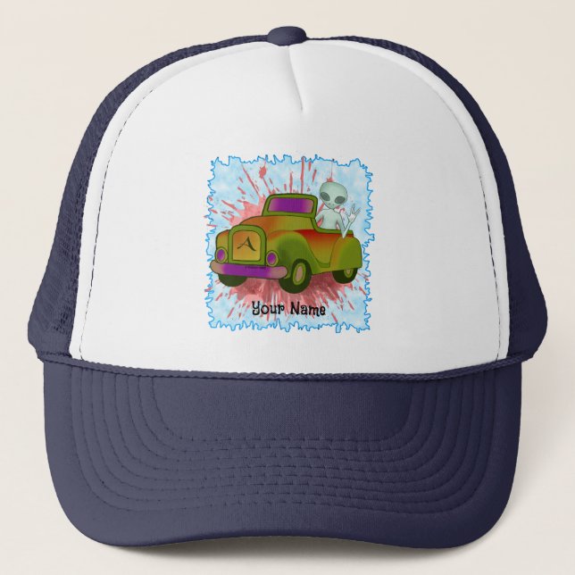 Alien Driving Car  hat (Front)