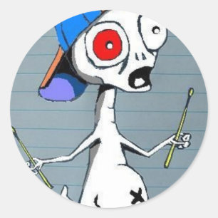 Alien Drummer Sticker