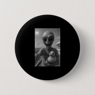 Alien Duck Cruise Holiday – Funny Alien Duck 6 Cm Round Badge