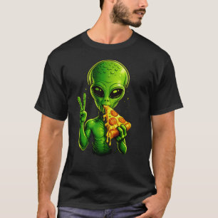 Alien Eating Pizza Funny Classic Art Pizza Foodie T-Shirt