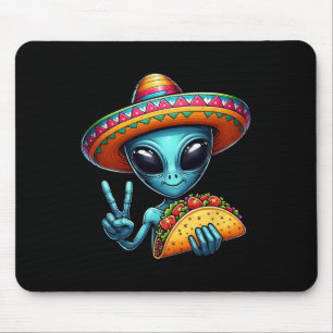 Alien Eating Taco Cinco De Mayo Sombrero Mexican F Mouse Pad