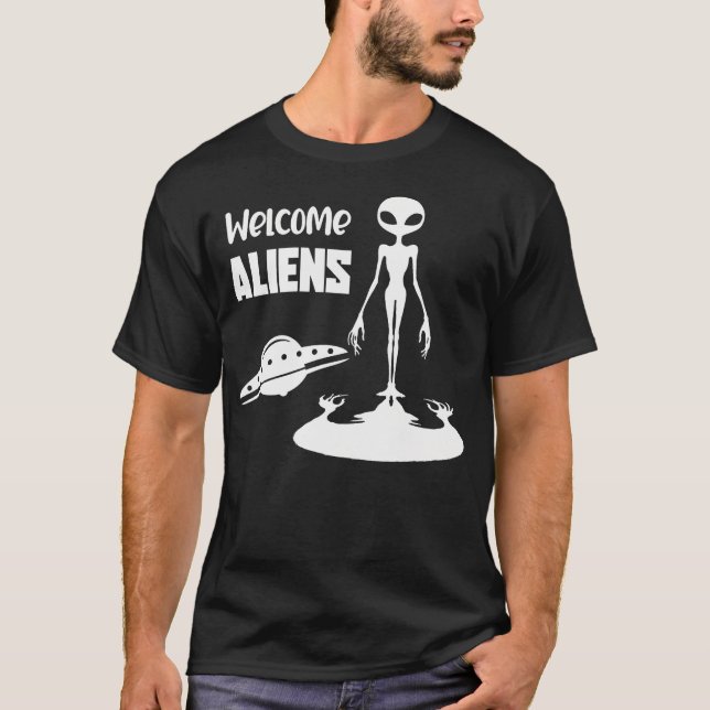 Alien Emerging From Shadow Sci Fi T-Shirt (Front)