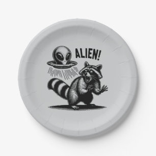 Alien Encounter, Scared Racoon  Paper Plate