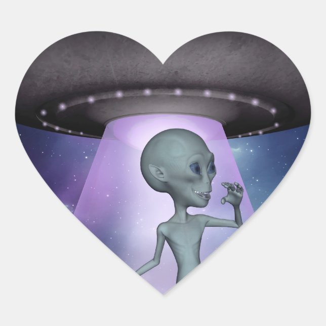 Alien Encounters Heart Sticker (Front)