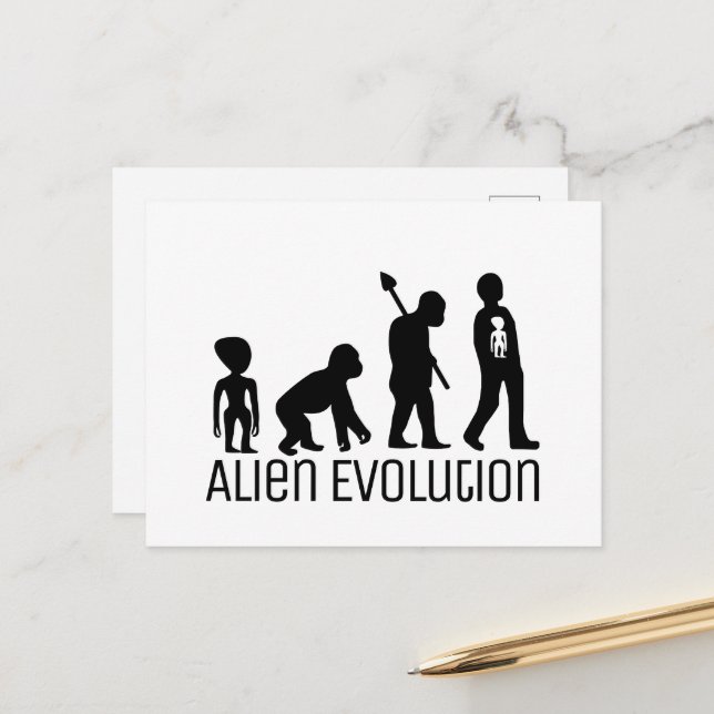 Alien Evolution, Extraterrestrial Alien Postcard (Front/Back In Situ)