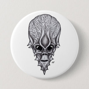 Alien Face , African Skull Facial Reconstruction 7.5 Cm Round Badge