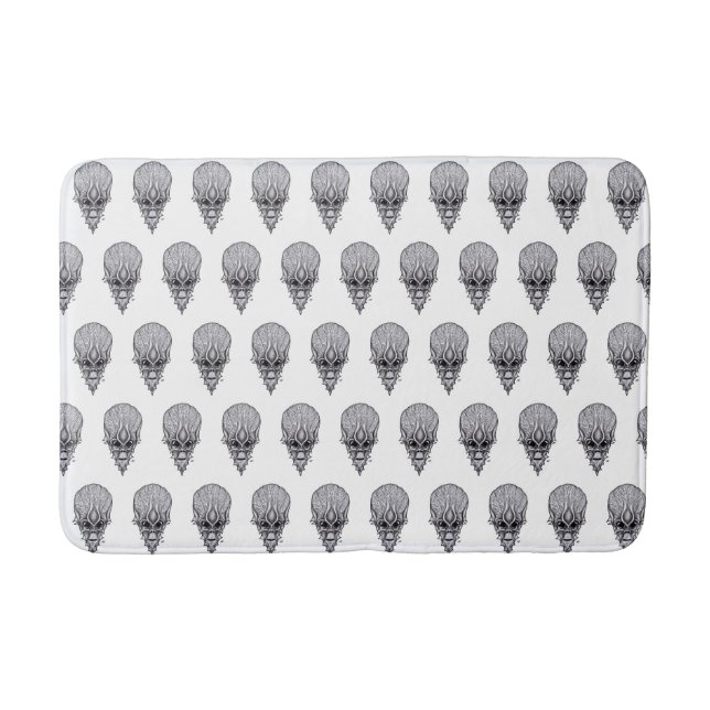 Alien Face , African Skull Facial Reconstruction Bath Mat (Front)