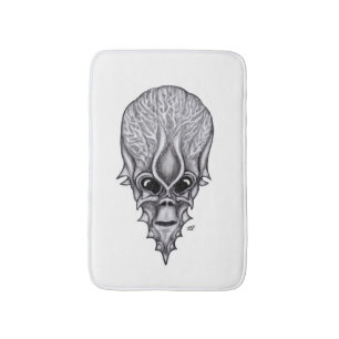 Alien Face , African Skull Facial Reconstruction Bath Mat