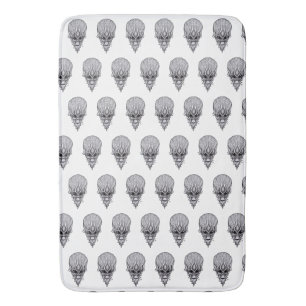 Alien Face , African Skull Facial Reconstruction Bath Mat