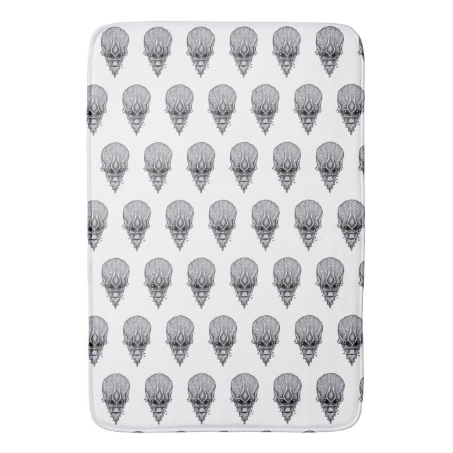 Alien Face , African Skull Facial Reconstruction Bath Mat (Front Vertical)