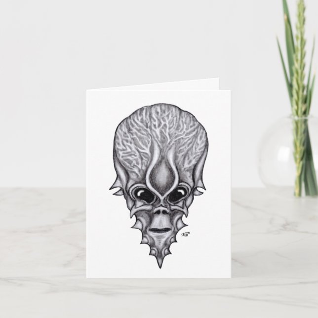 Alien Face , African Skull Facial Reconstruction Card (Front)