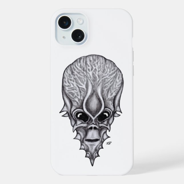 Alien Face , African Skull Facial Reconstruction iPhone Case (Back)