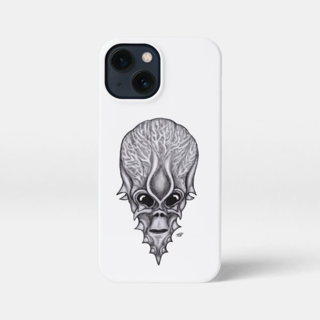 Alien Face , African Skull Facial Reconstruction iPhone Case (Back)