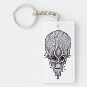 Alien Face , African Skull Facial Reconstruction Key Ring