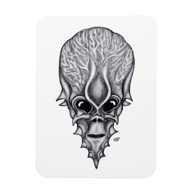 Alien Face , African Skull Facial Reconstruction Magnet (Vertical)