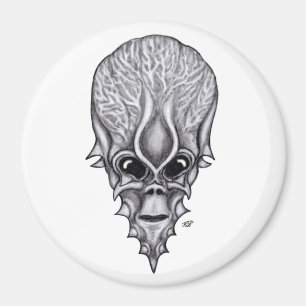 Alien Face , African Skull Facial Reconstruction Magnet