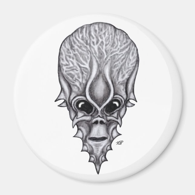 Alien Face , African Skull Facial Reconstruction Magnet (Front)