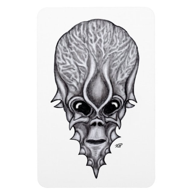 Alien Face , African Skull Facial Reconstruction Magnet (Vertical)