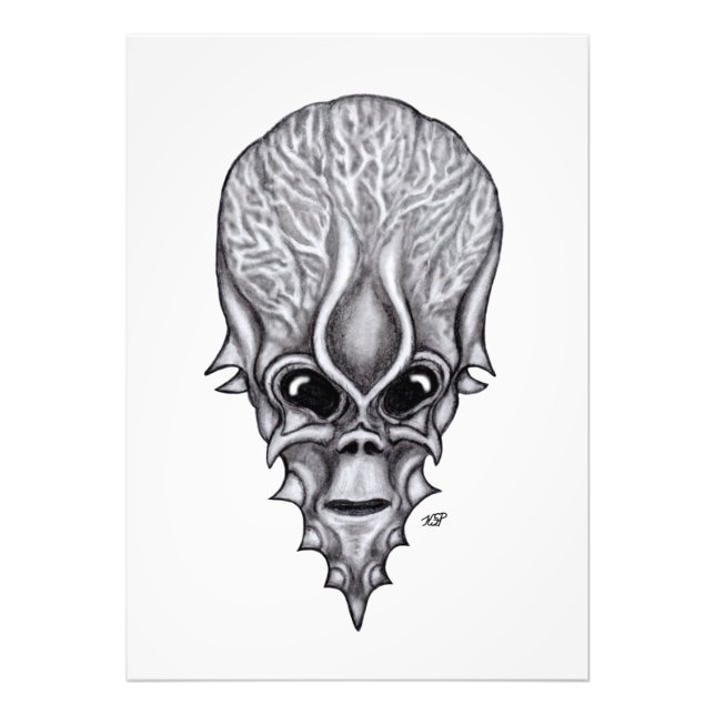 Alien Face , African Skull Facial Reconstruction Photo Print (Front)