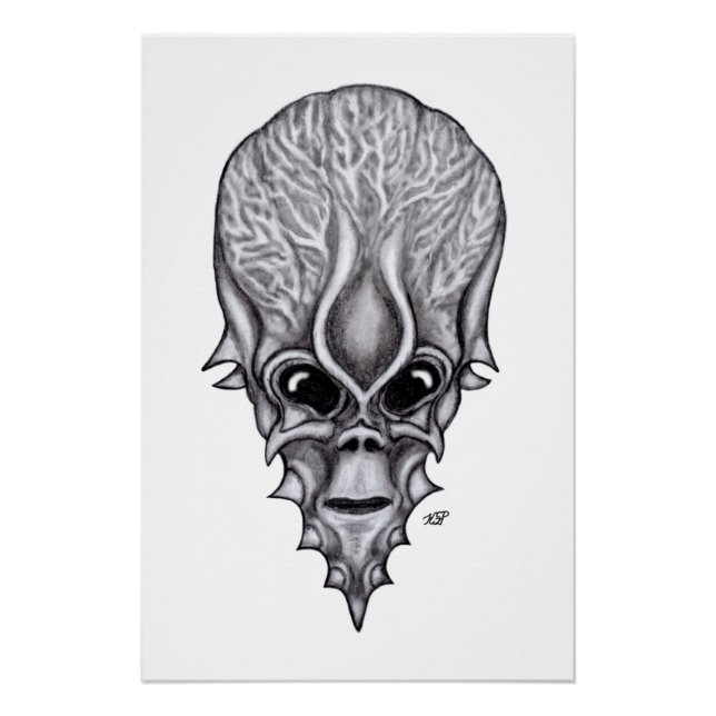 Alien Face , African Skull Facial Reconstruction Poster (Front)