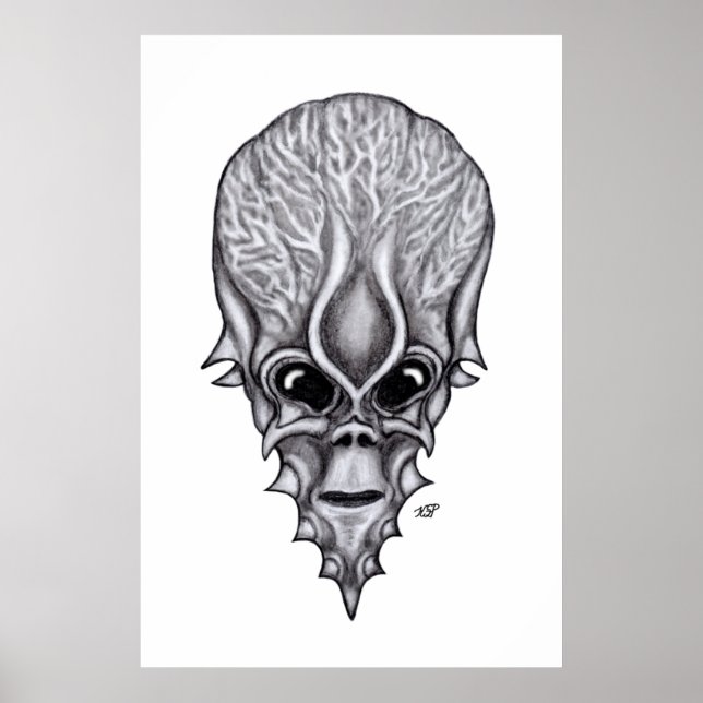 Alien Face , African Skull Facial Reconstruction Poster (Front)
