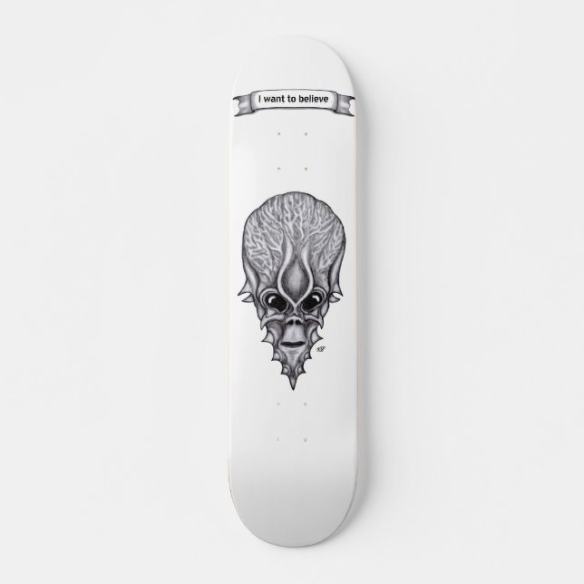 Alien Face , African Skull Facial Reconstruction Skateboard (Front)
