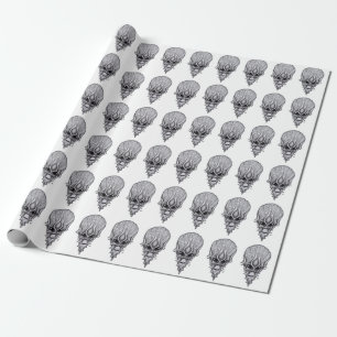Alien Face , African Skull Facial Reconstruction Wrapping Paper