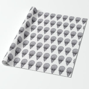 Alien Face , African Skull Facial Reconstruction Wrapping Paper