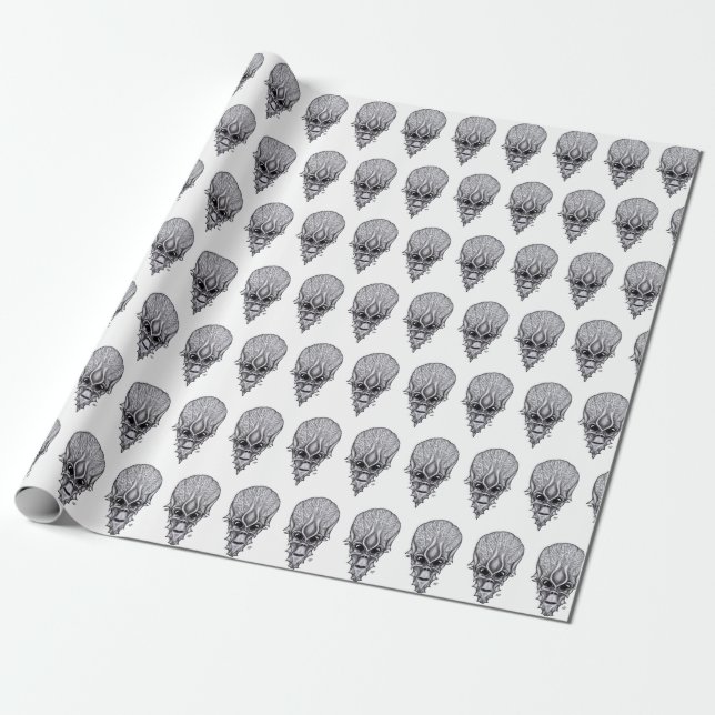 Alien Face , African Skull Facial Reconstruction Wrapping Paper (Unrolled)