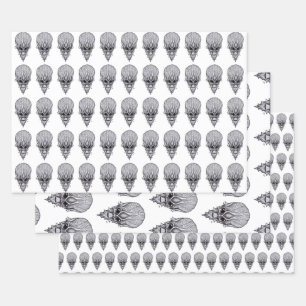 Alien Face , African Skull Facial Reconstruction Wrapping Paper Sheet