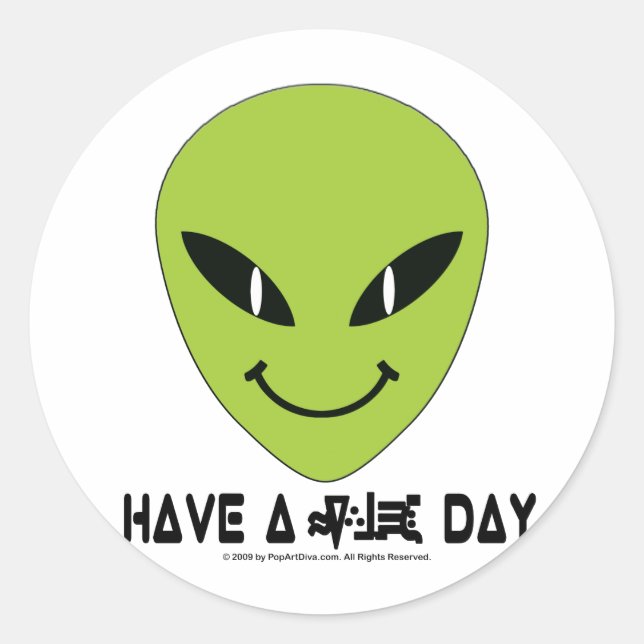 Alien Face Classic Round Sticker (Front)