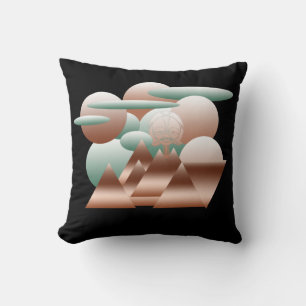 Alien face in abstract space art cushion