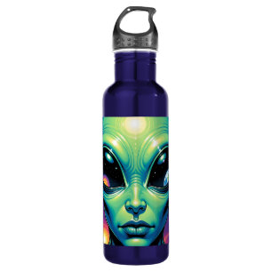 Alien Face with Planets Reflections in Eyes 710 Ml Water Bottle