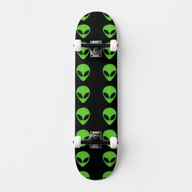 Alien Faces- Green Skateboard (Front)