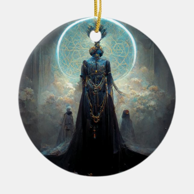 Alien Fae 3 Fantasy Sci-Fi Ceramic Ornament (Front)