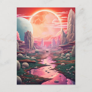 Alien fantasy world postcard