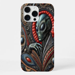 Alien Figure Amid Cosmic Designs iPhone 16 Pro Max Case