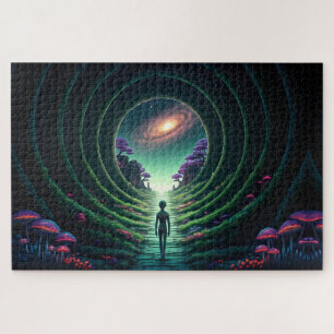 Alien Figure walks to a Stargate-Distant Planet Jigsaw Puzzle