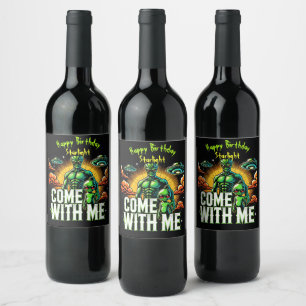 Alien Figures: Adventures in Space Wine Label