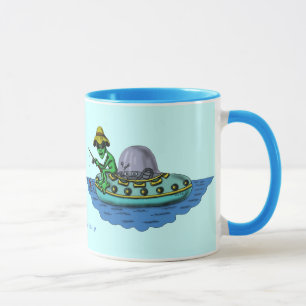 Alien fishermen funny mug design