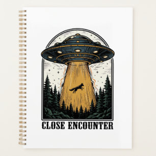 Alien Forest Abduction Vintage UFO Engraving Planner